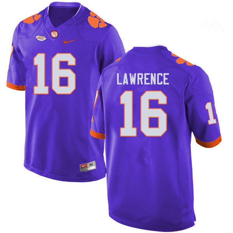 Men #16 Trevor Lawrence Clemson Tigers College Football Jerseys Sale-Purple